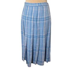 Pendleton Vintage Pleated Wool Plaid & Floral Pattern A-Line Midi Skirt Small
